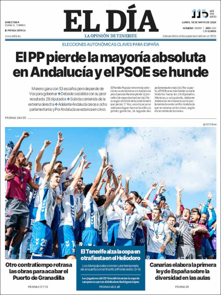 Portada de El Día (Espa&ntilde;a)