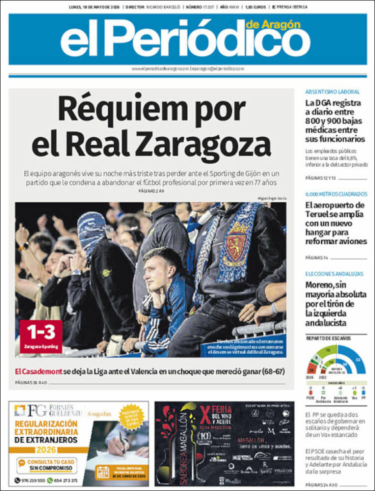 Portada de El Periódico de Aragón (Espa&ntilde;a)