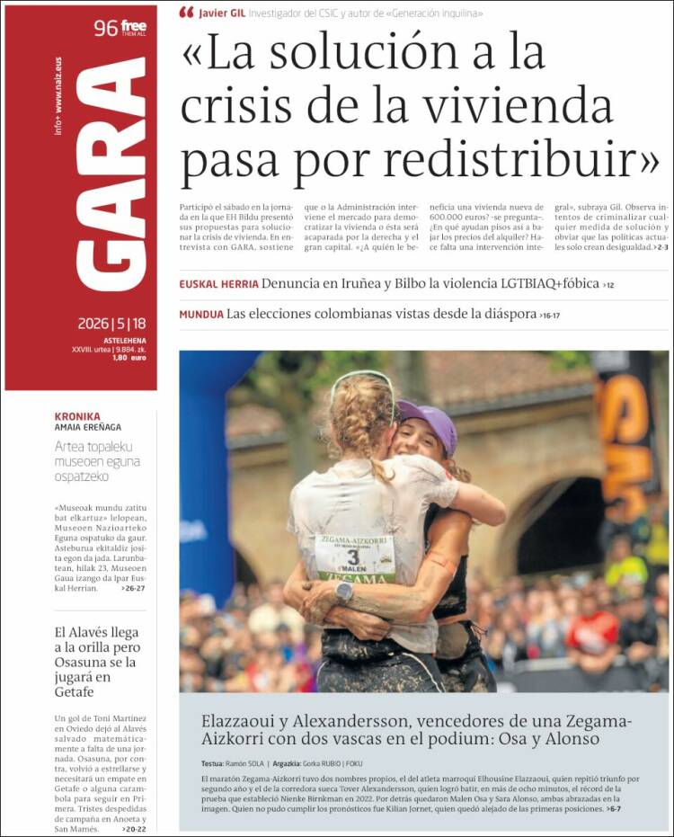 Portada de Gara (Espa&ntilde;a)