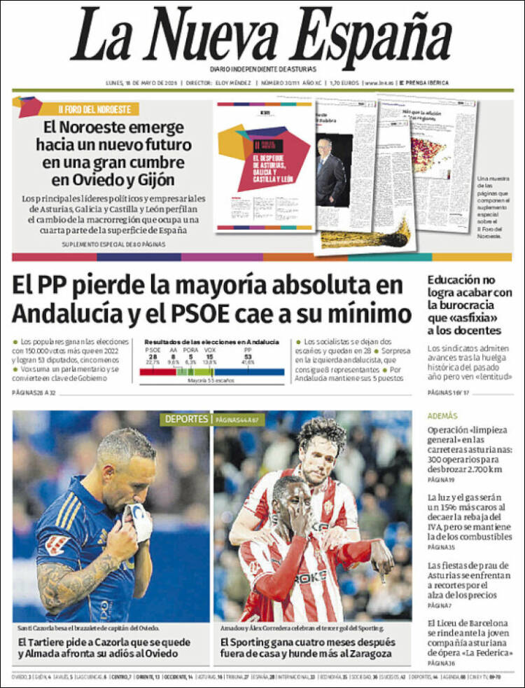 Portada de La Nueva España (Espa&ntilde;a)