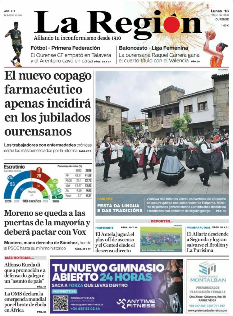 Portada de La Región de Ourense (Espa&ntilde;a)