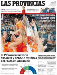 Portada de Las Provincias (Espa&ntilde;a)