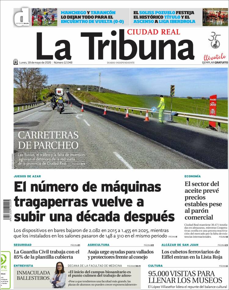 Portada de La Tribuna de Ciudad Real (Espa&ntilde;a)