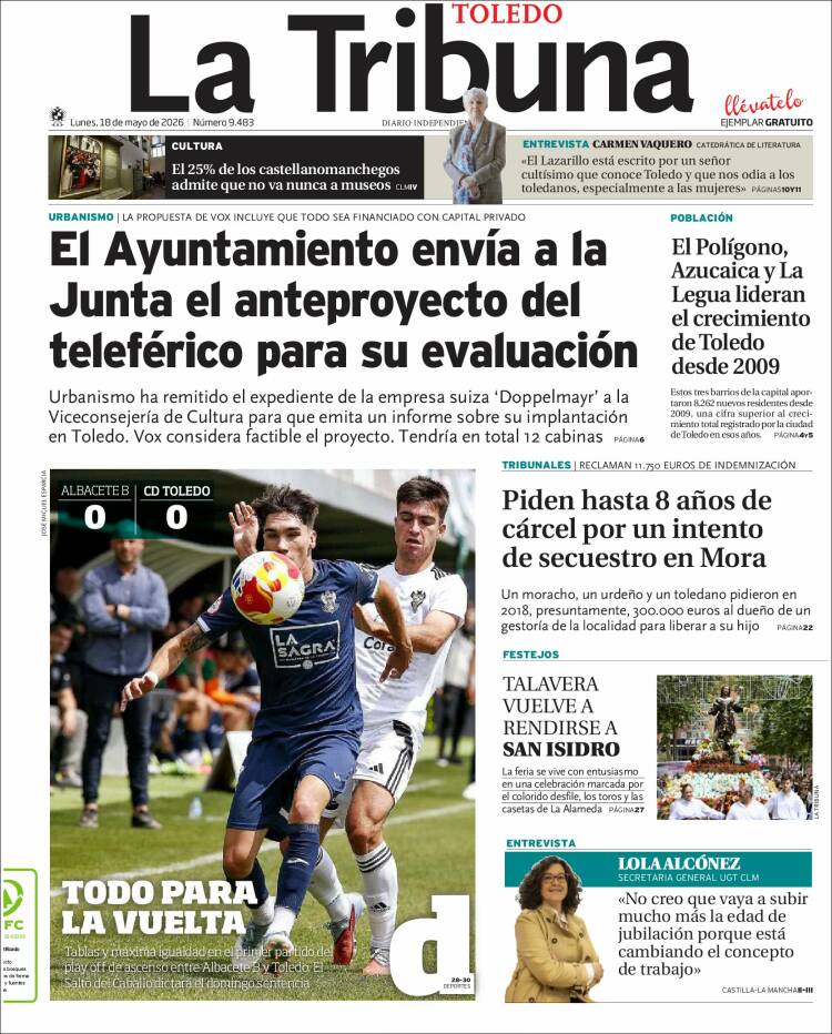 Portada de La Tribuna de Toledo (Espa&ntilde;a)