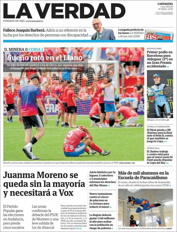 Portada de La Verdad de Cartagena (Espa&ntilde;a)