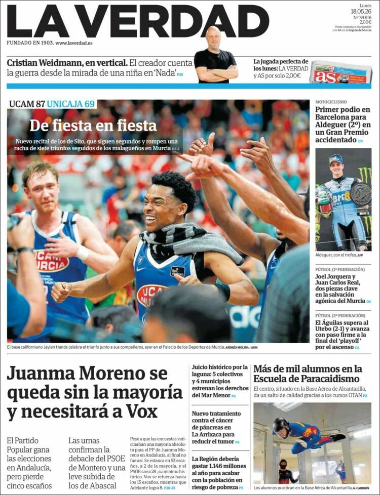 Portada de La Verdad de Murcia (Espa&ntilde;a)