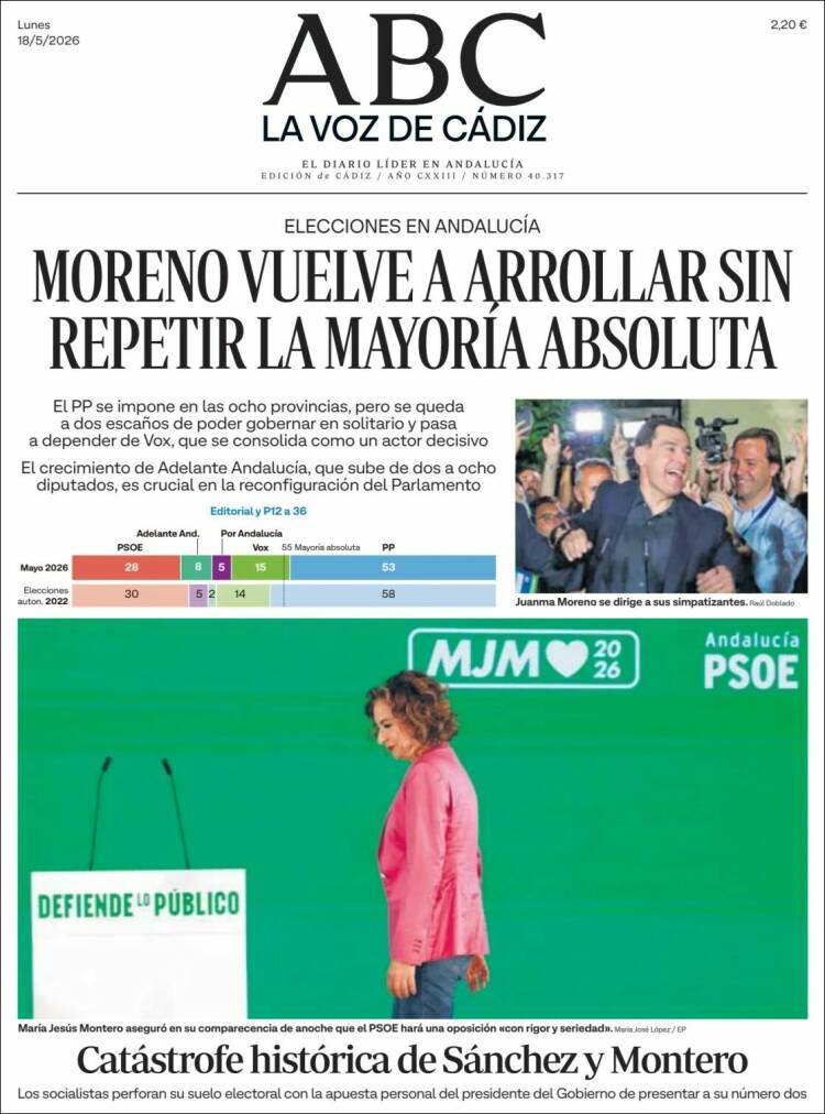 Portada de La Voz de Cádiz (Espa&ntilde;a)