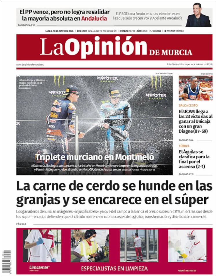 Portada de La Opinión de Murcia (Espa&ntilde;a)