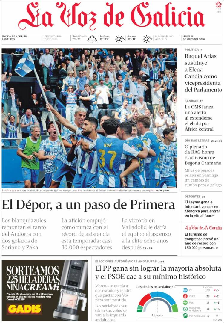 Portada de La Voz de Galicia (Espa&ntilde;a)