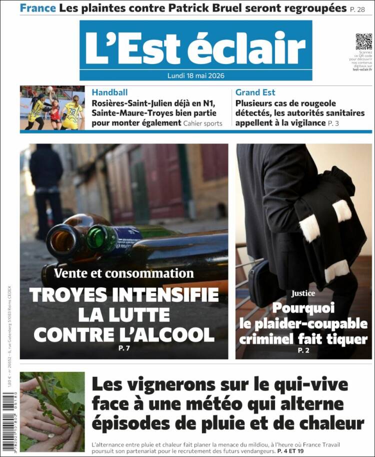 Portada de L'Est Eclair (Francia)