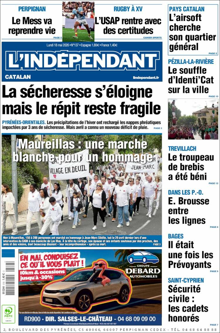 Portada de Le Indépendant (Francia)
