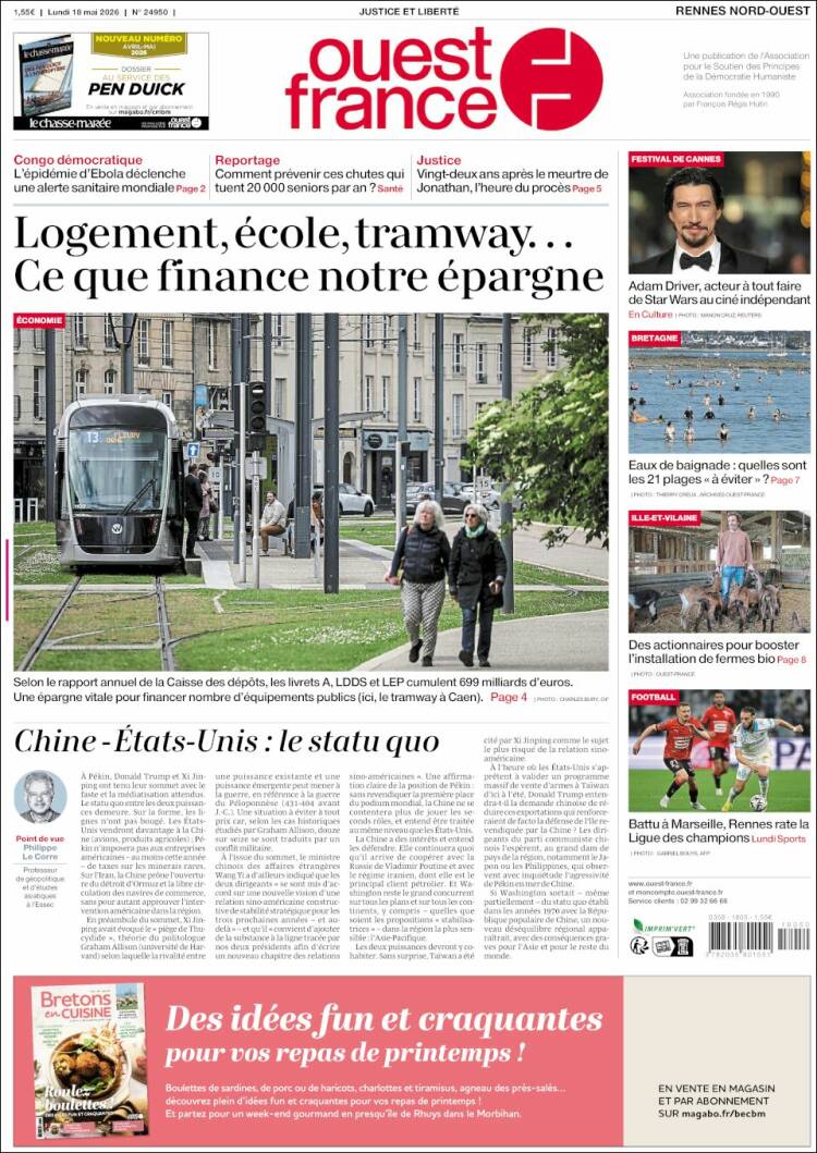 Portada de Ouest France (Francia)