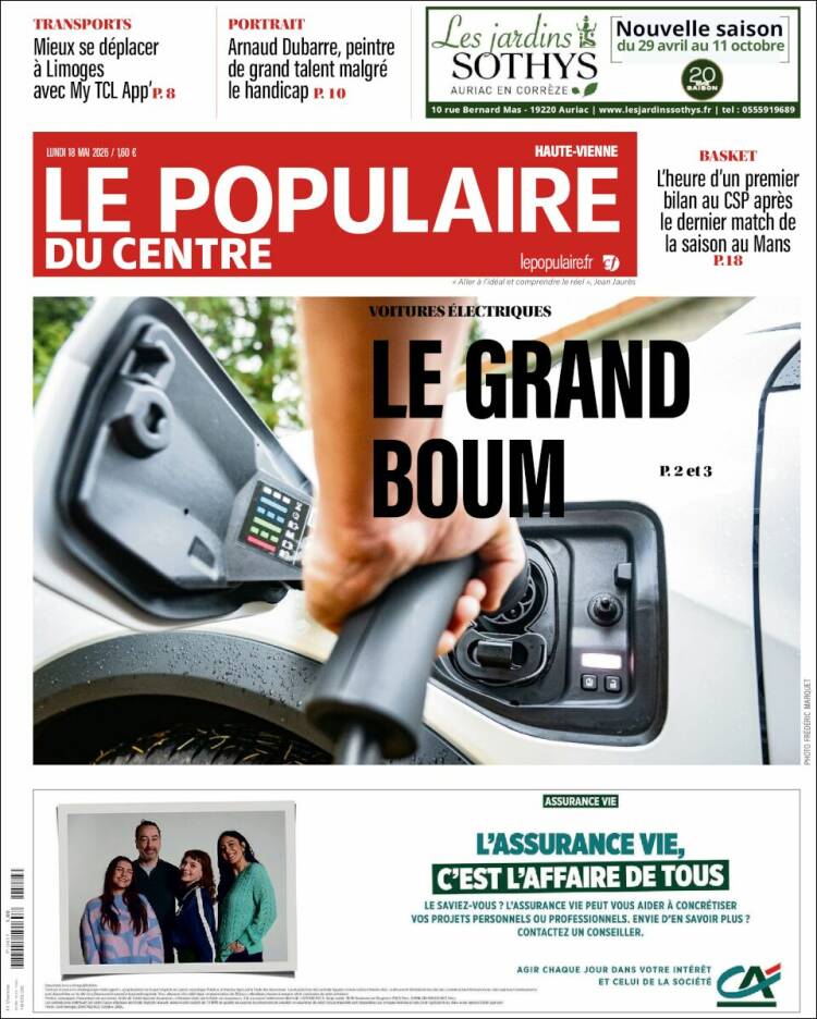 Portada de Le Populaire du Centre (Francia)