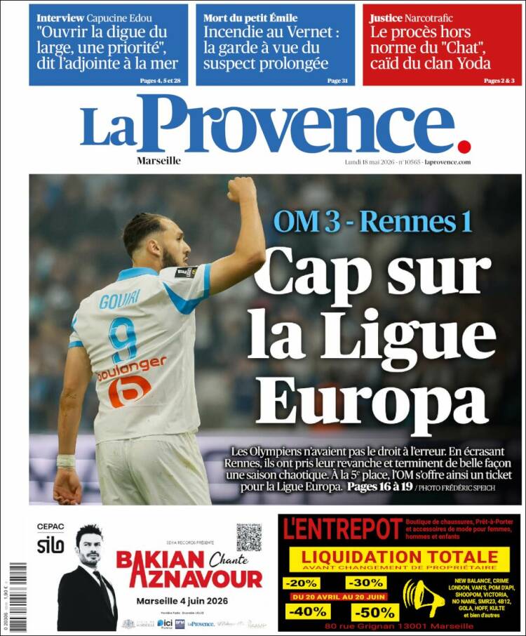 Portada de La Provence (Francia)