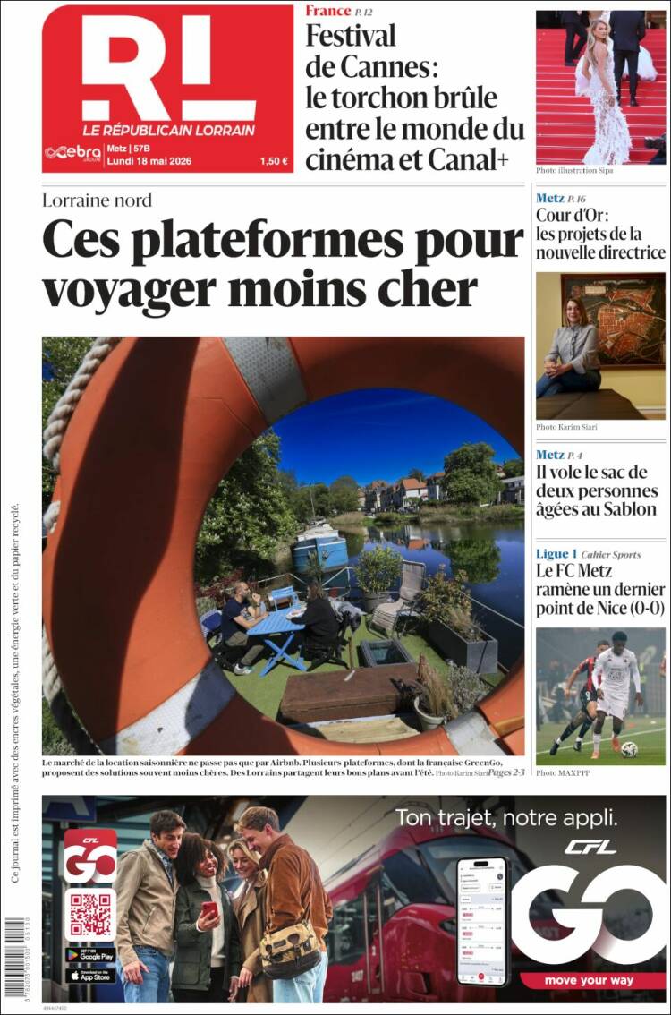 Portada de Le Republicain Lorrain (Francia)