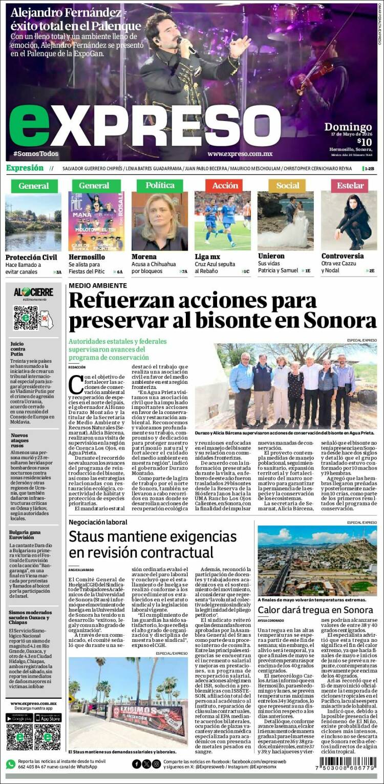 Portada de Expreso (M&eacute;xico)