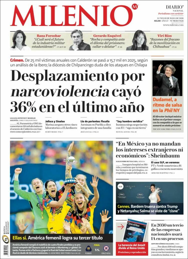 Portada de Milenio (M&eacute;xico)