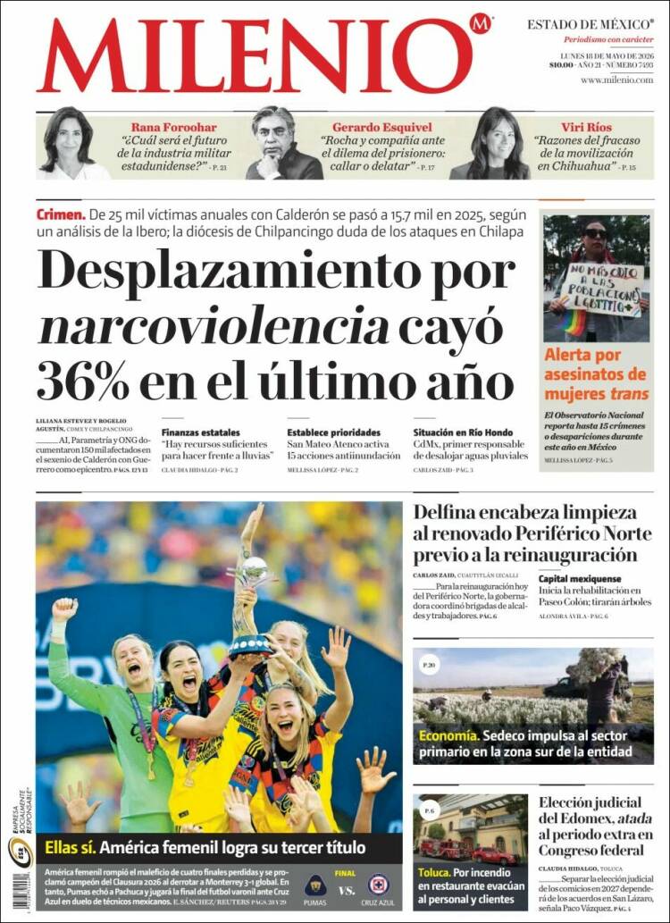 Portada de Milenio - Estado de México (M&eacute;xico)