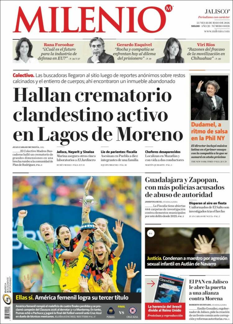 Portada de Milenio - Jalisco (M&eacute;xico)