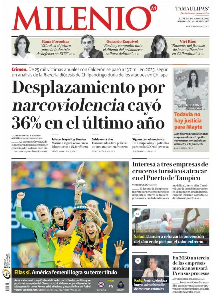 Portada de Milenio - Tamaulipas (M&eacute;xico)