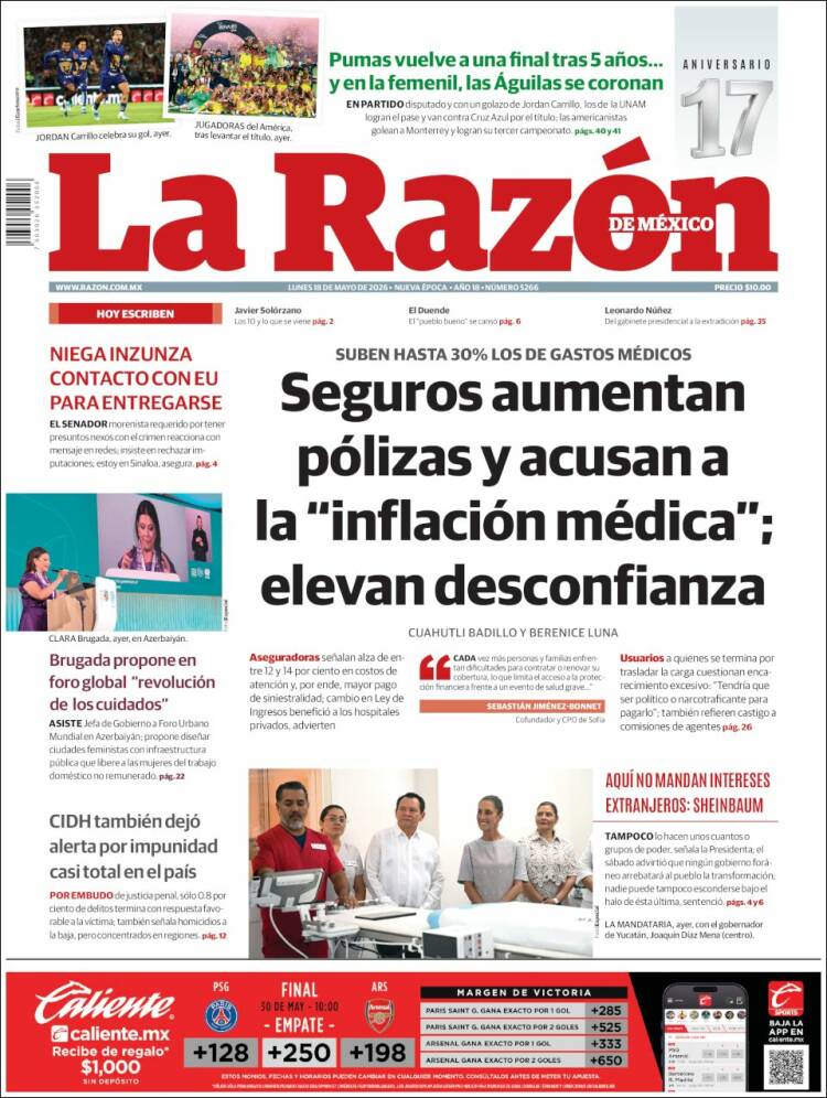 Portada de La Razón (M&eacute;xico)