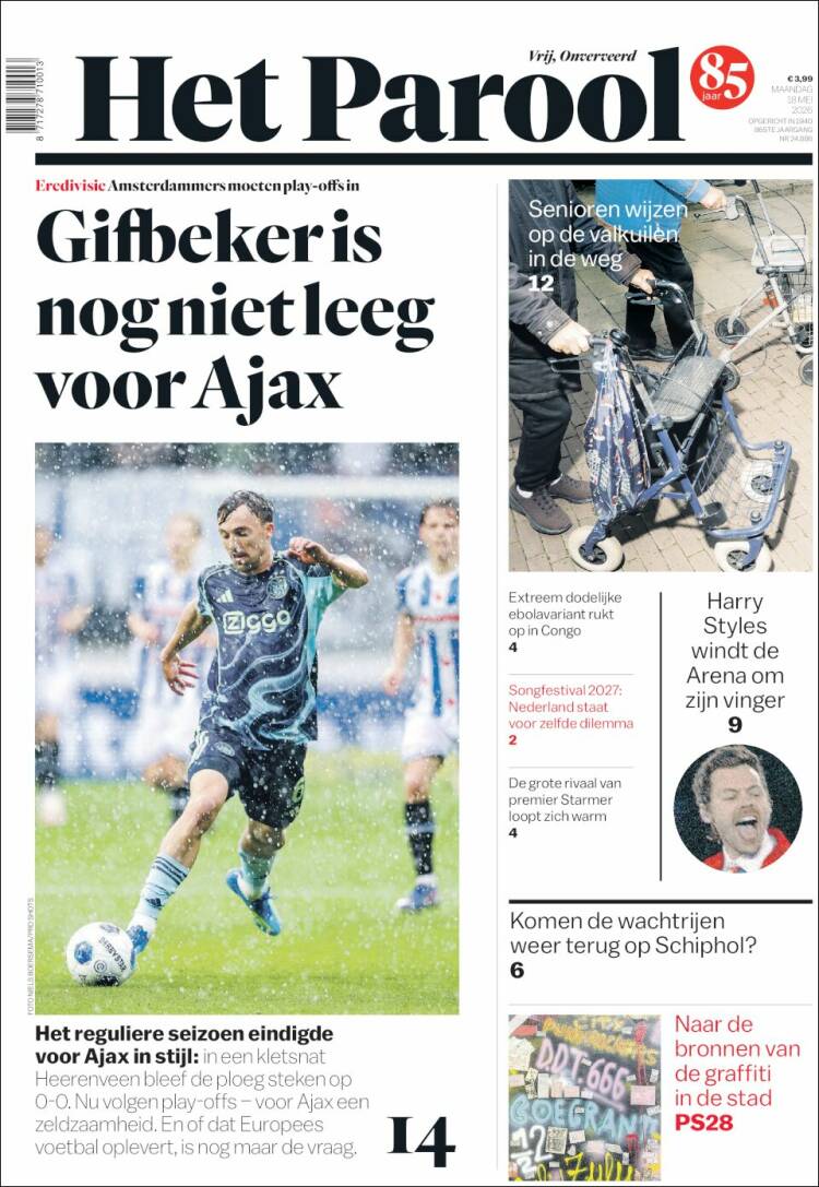 Portada de Het Parool (Pa&iacute;ses Bajos)