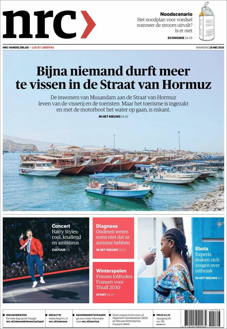Portada de NRC Handelsblad (Pa&iacute;ses Bajos)