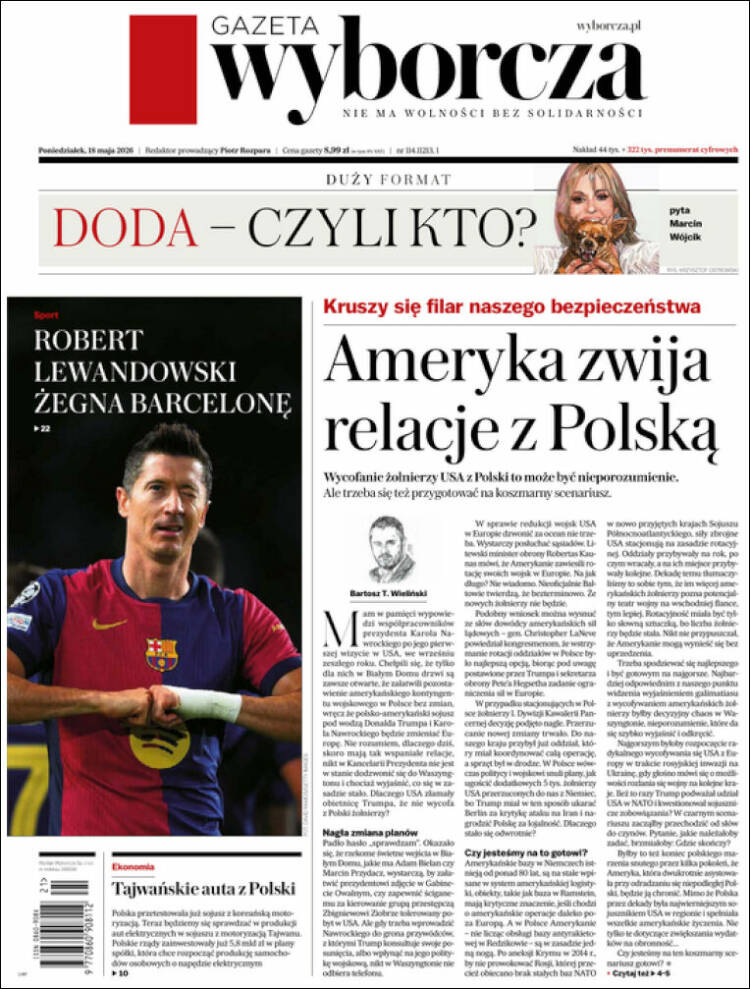 Portada de Gazeta Wyborcza (Polonia)
