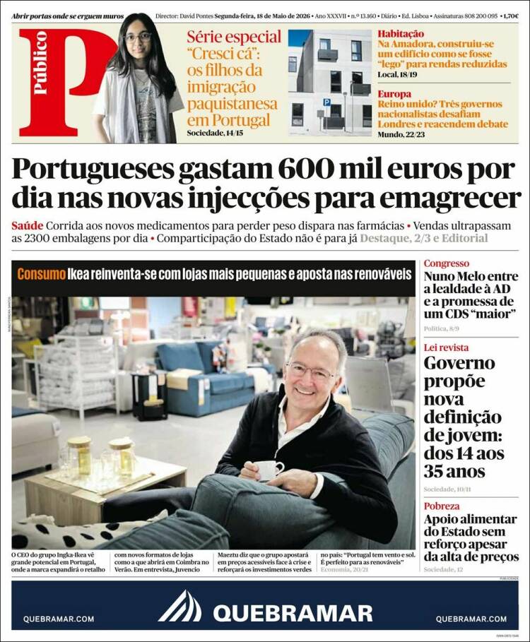 Portada de Público (Portugal)