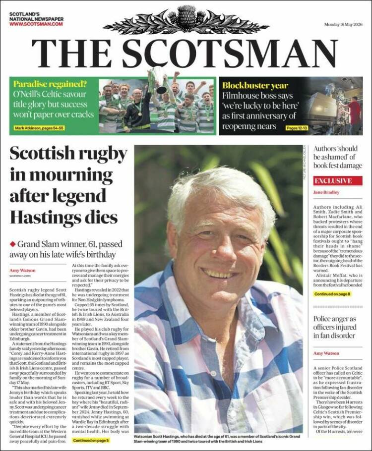 Portada de The Scotsman (Reino Unido)