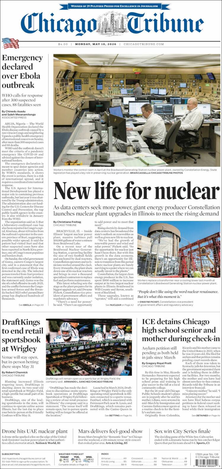 Portada de Chicago Tribune (USA)