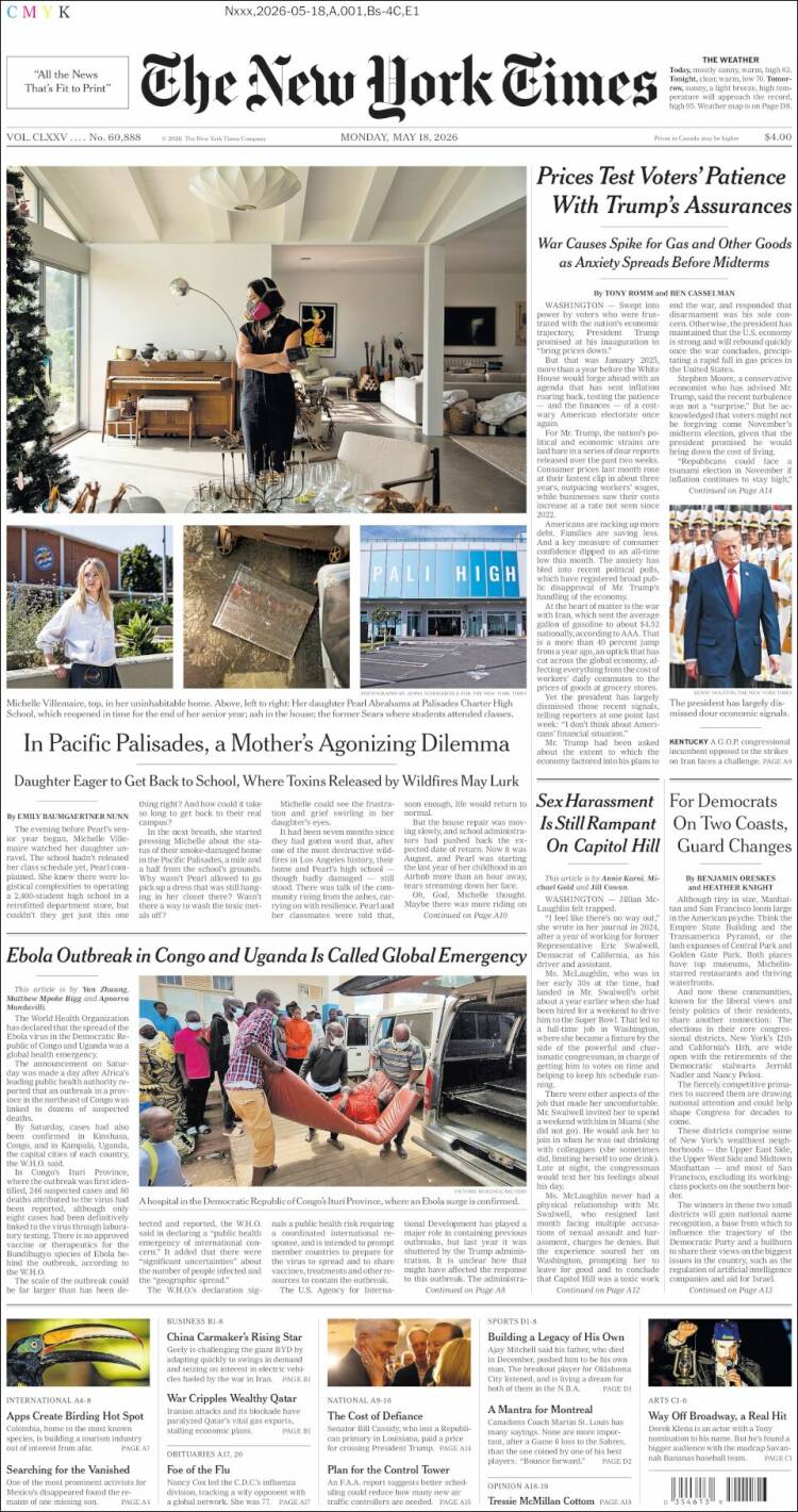 Portada de New York Times (USA)
