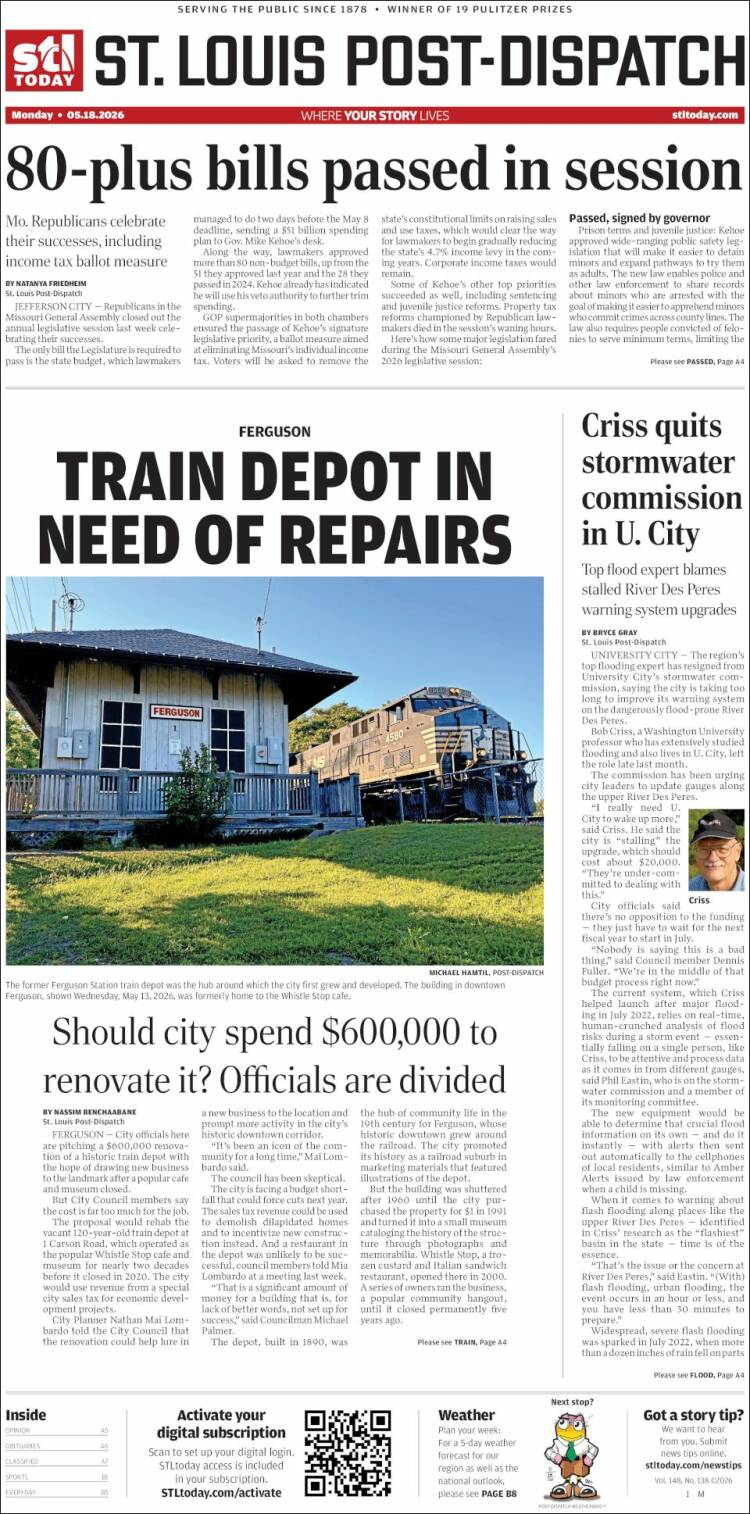 Portada de St. Louis Post-Dispatch (USA)