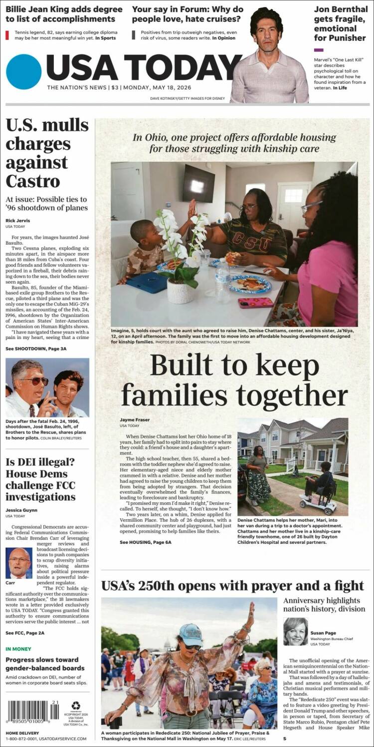 Portada de USA Today (USA)