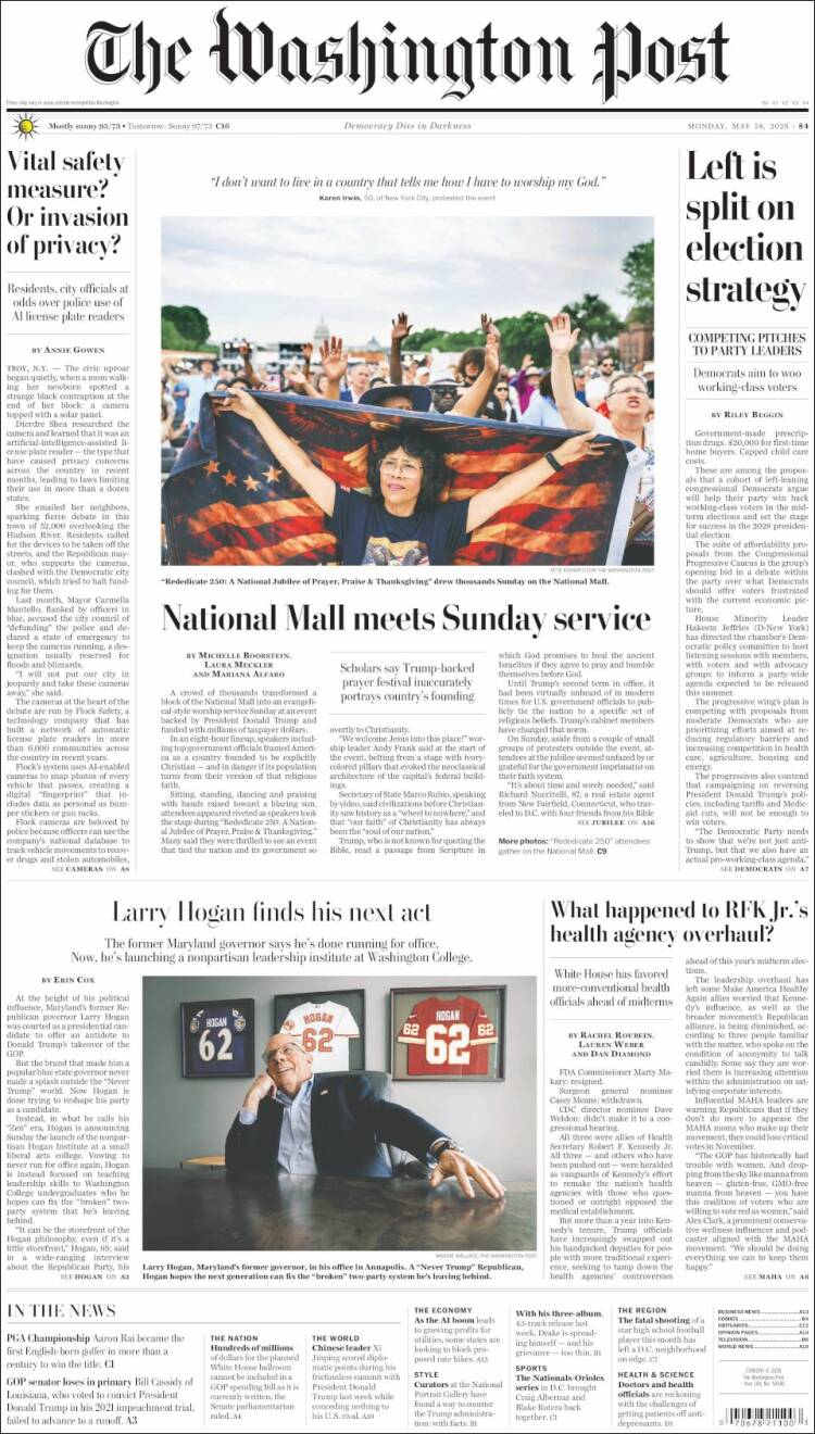 Portada de The Washington Post (USA)
