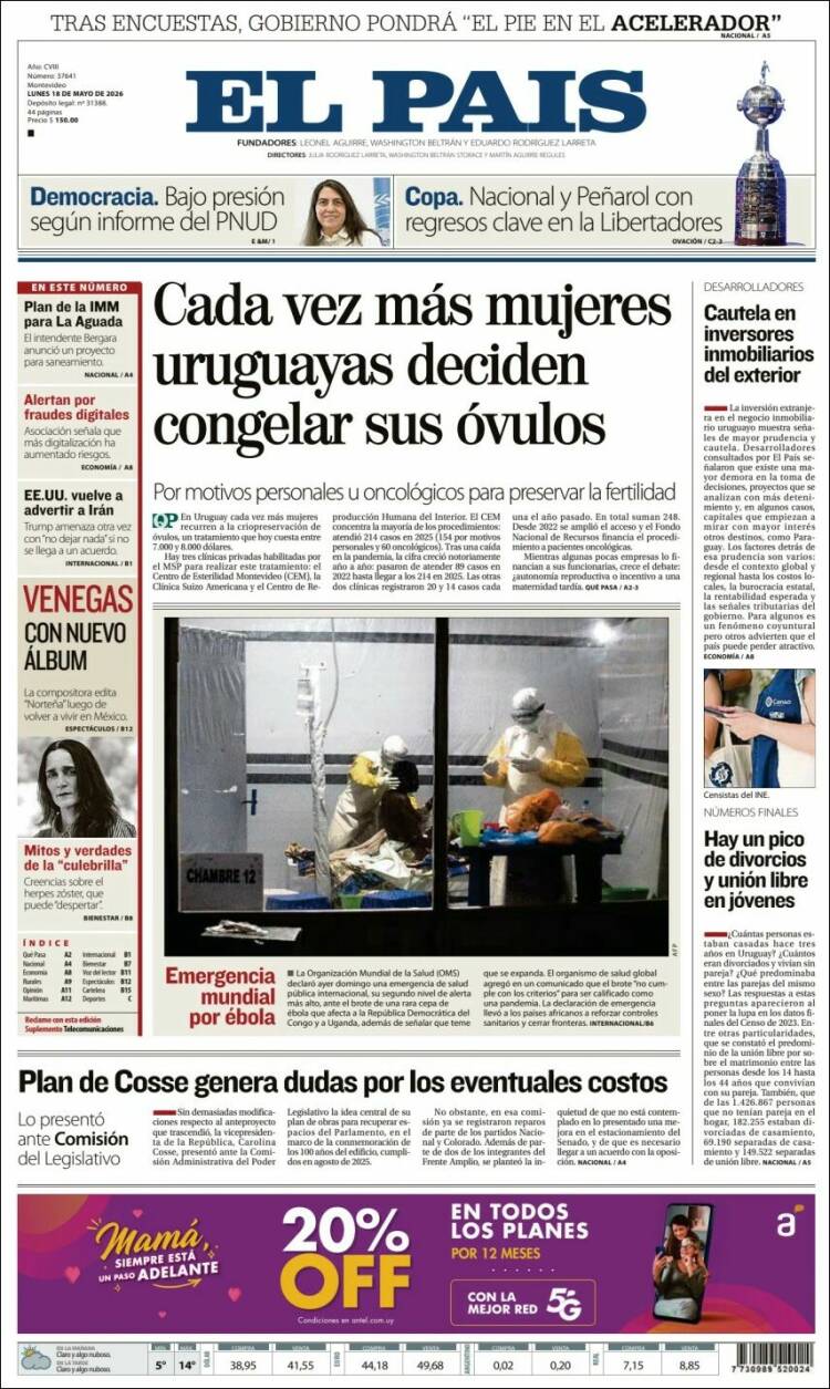 Portada de El País (Uruguay)
