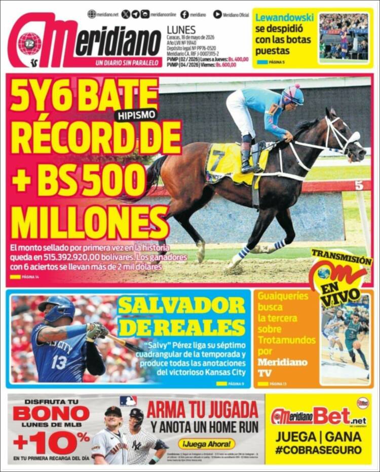 Portada de Meridiano (Venezuela)