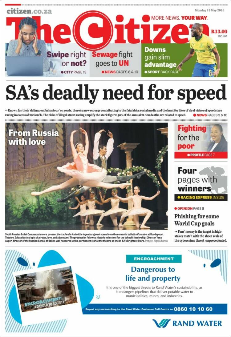 Portada de The Citizen (Sud&aacute;frica)