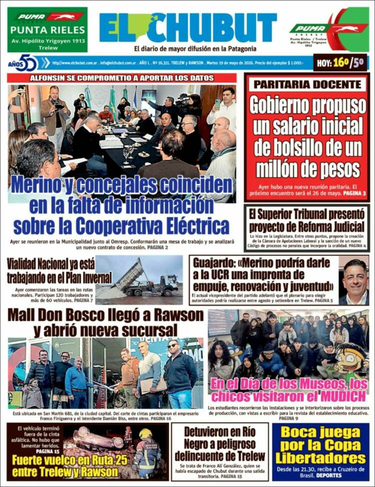 Portada de El Chubut (Argentina)