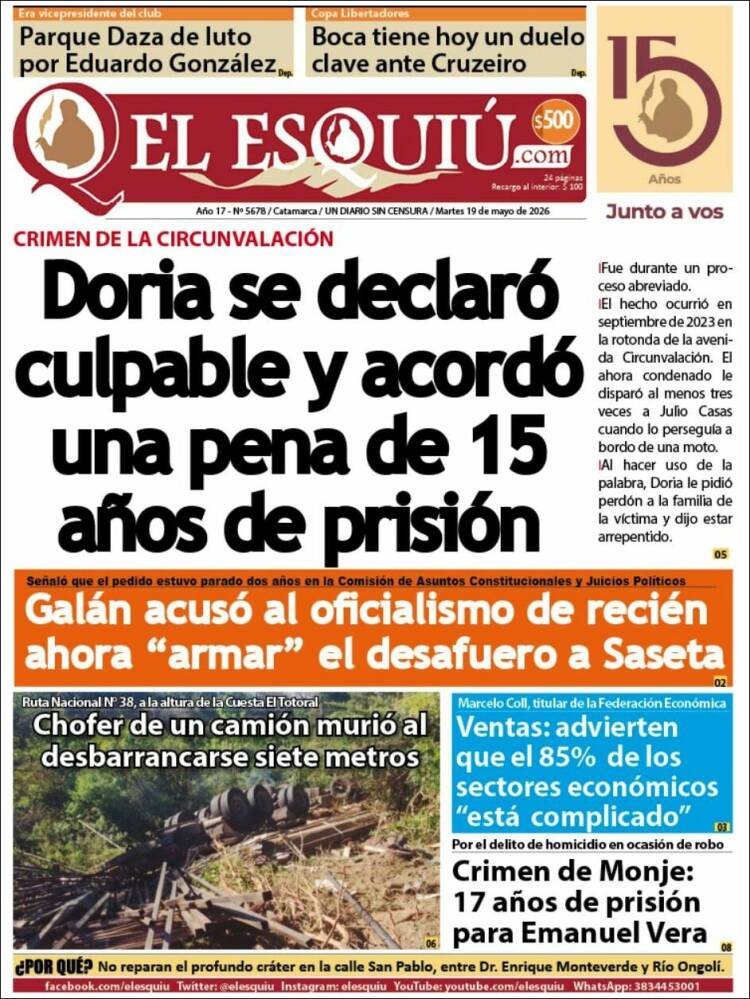 Portada de El Esquiu (Argentina)