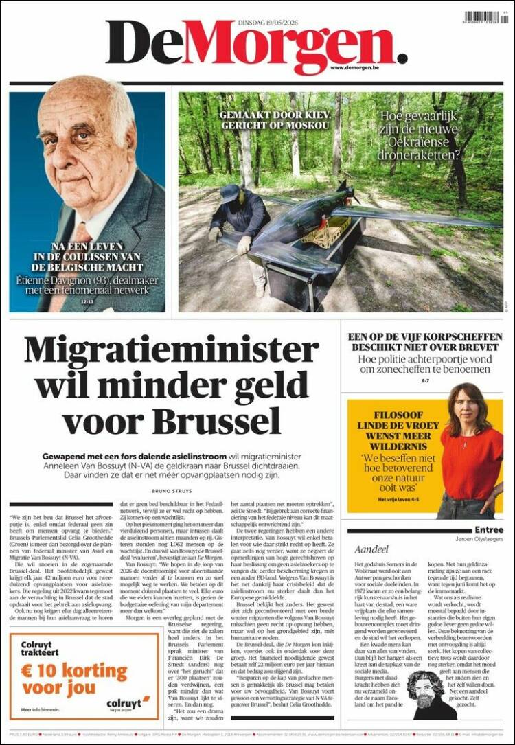 Portada de De Morgen (B&eacute;lgica)