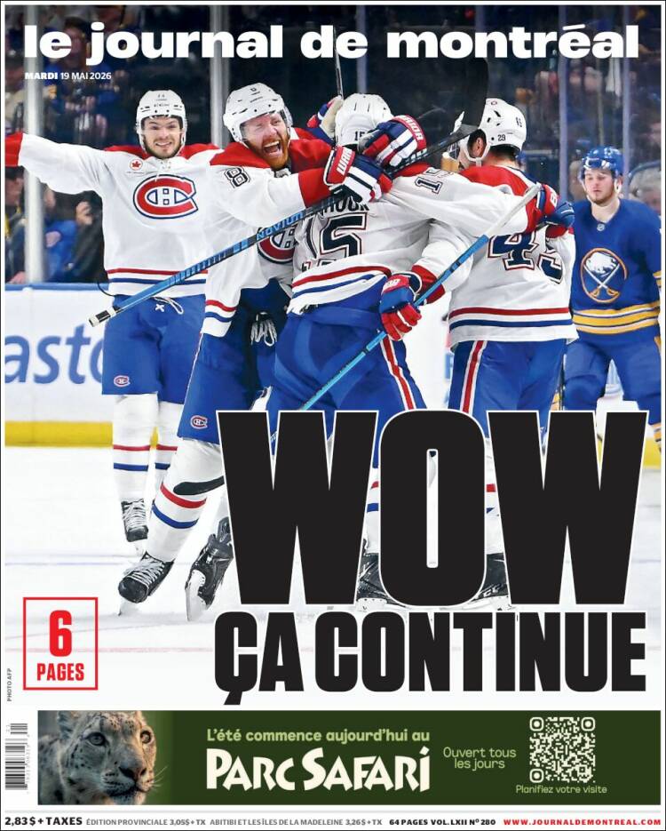 Portada de Le Journal de Montréal (Canad&aacute;)