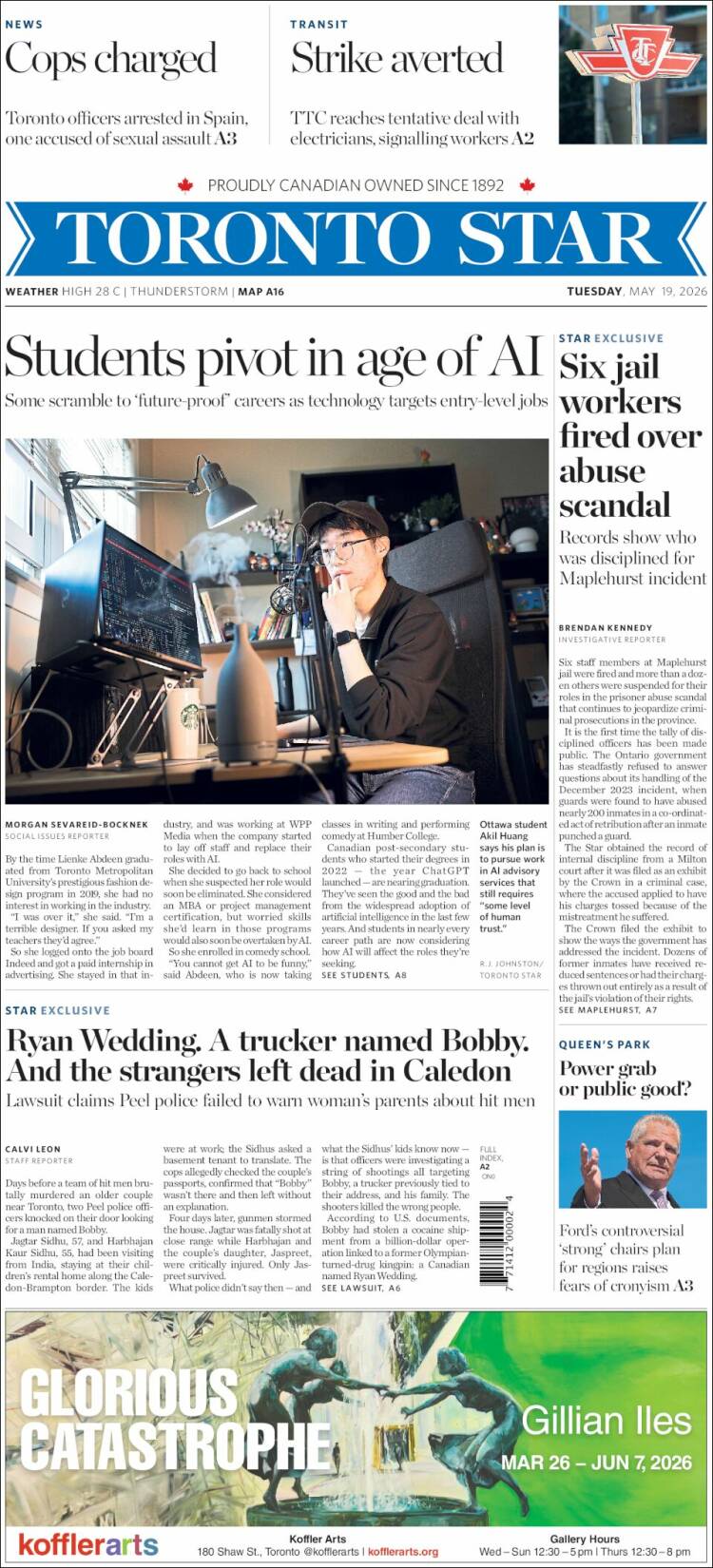 Portada de The Toronto Star (Canad&aacute;)