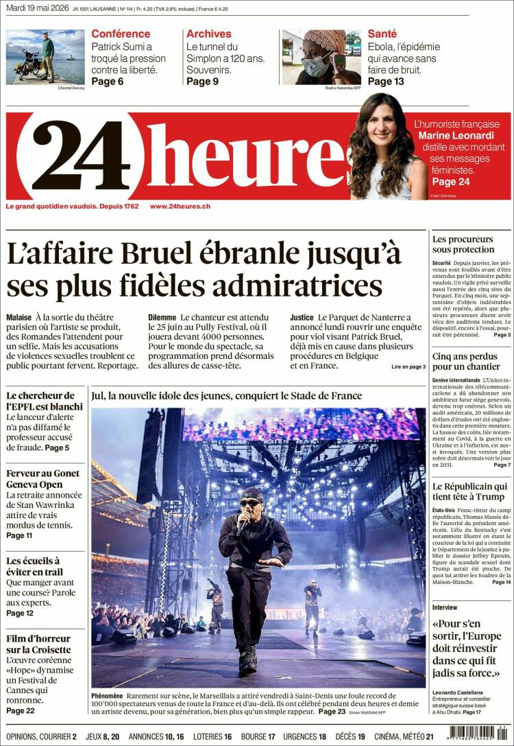 Portada de 24 Heures (Suiza)