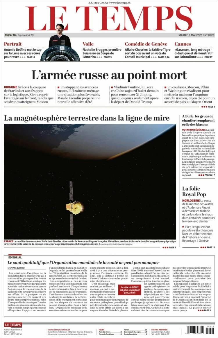 Portada de Le Matin (Suiza)