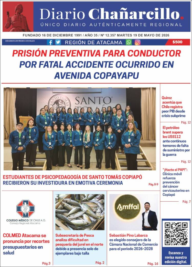 Portada de Diario Chañarcillo (Chile)