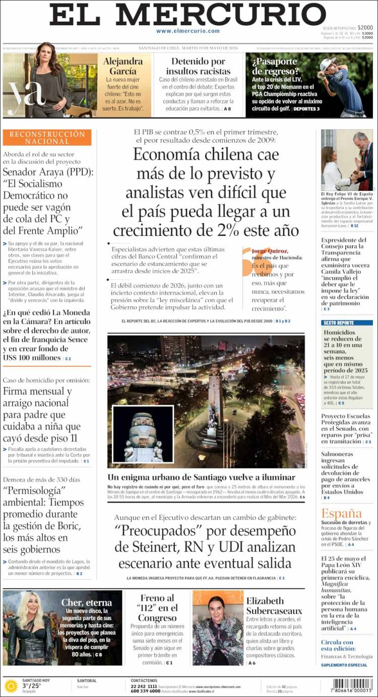 Portada de El Mercurio (Chile)