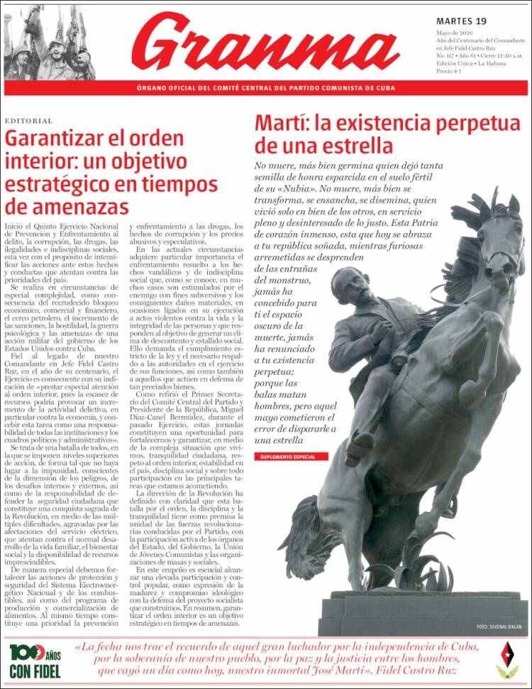 Portada de Granma (Cuba)
