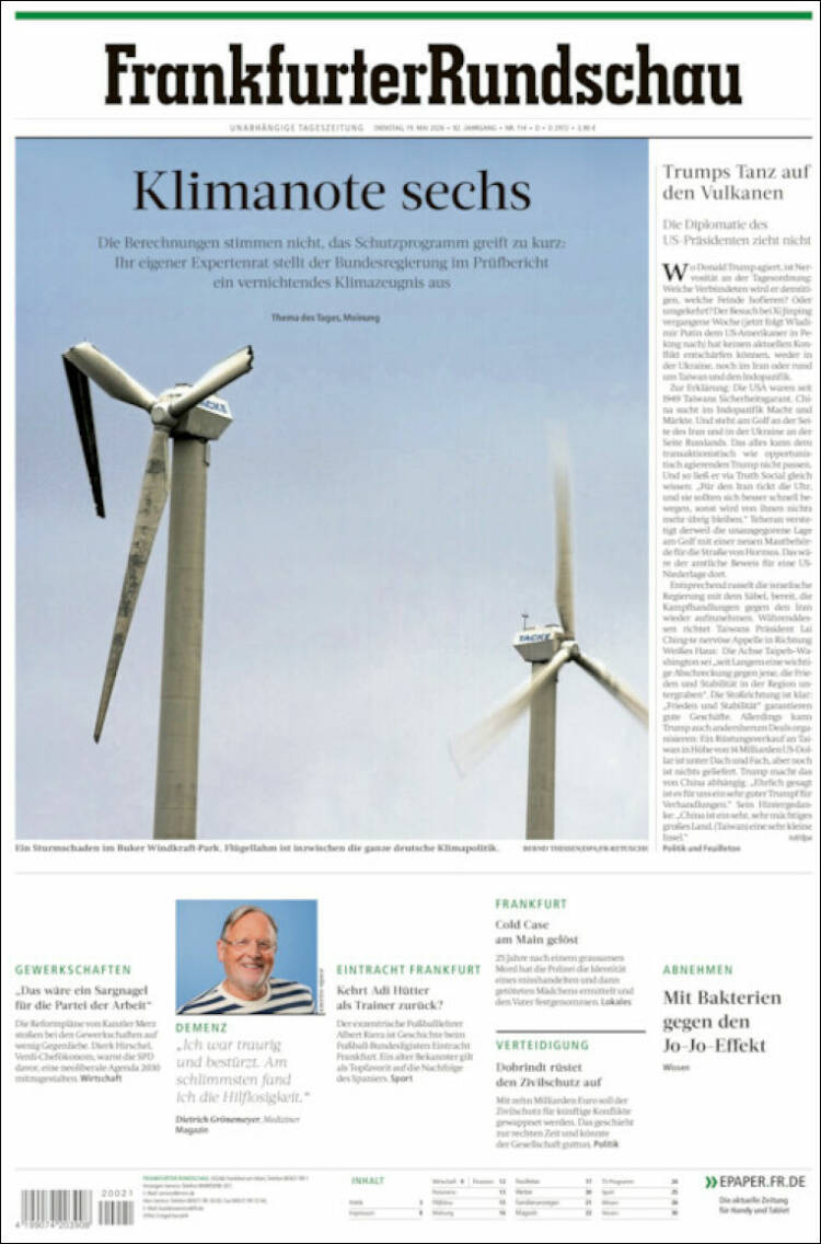 Portada de Frankfurter Rundschau (Alemania)