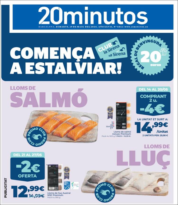Portada de 20 Minutos - Barcelona (Espa&ntilde;a)